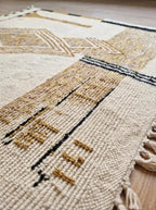 Hand-Knotted Moroccan Rug – Cream Wool Geometric Berber Area Carpet
