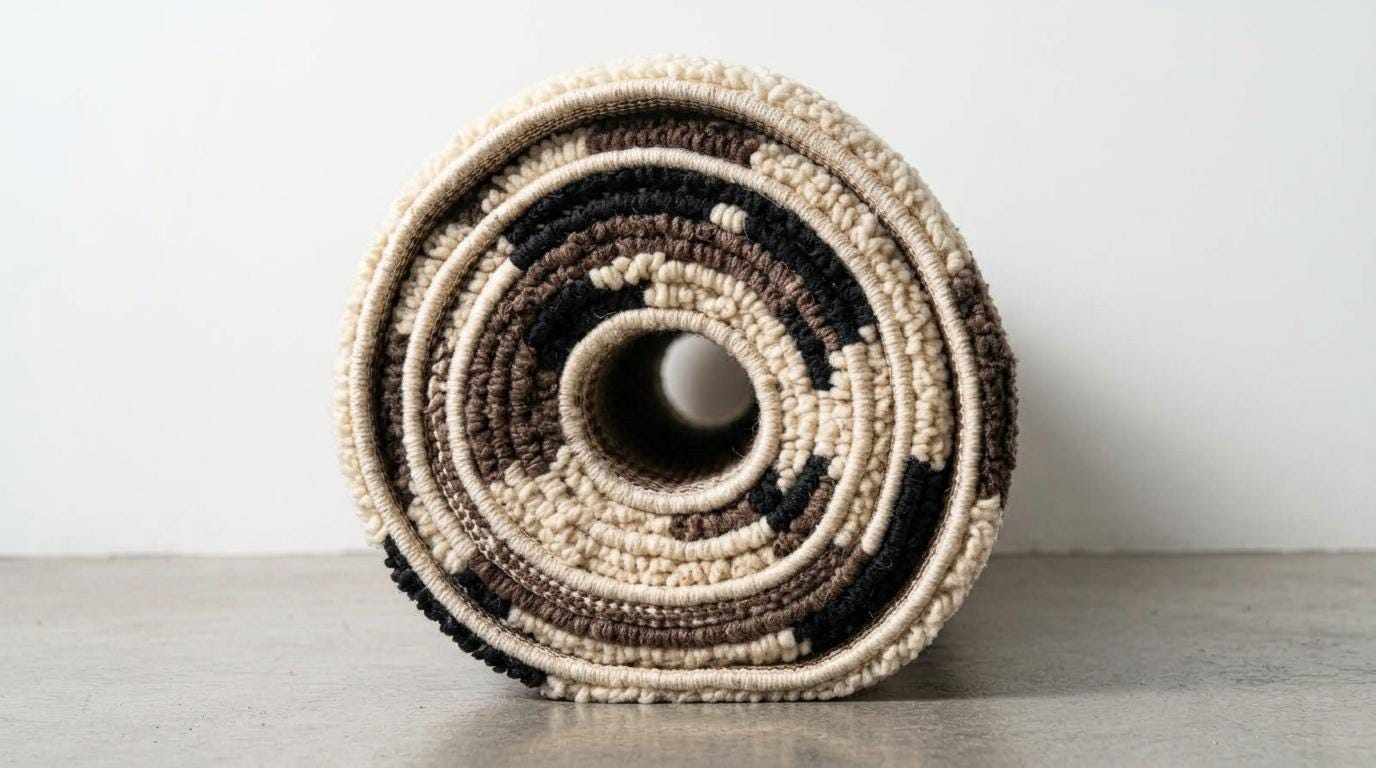 Hand-Knotted Wool Geometric Rug – Cream, Brown, Beige Modern Moroccan Area Rug