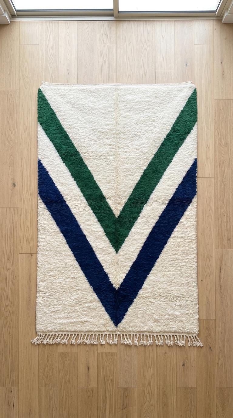 Hand-Tufted Moroccan Rug, Chevron Shag Rug, Boho Geometric Stripe Decor