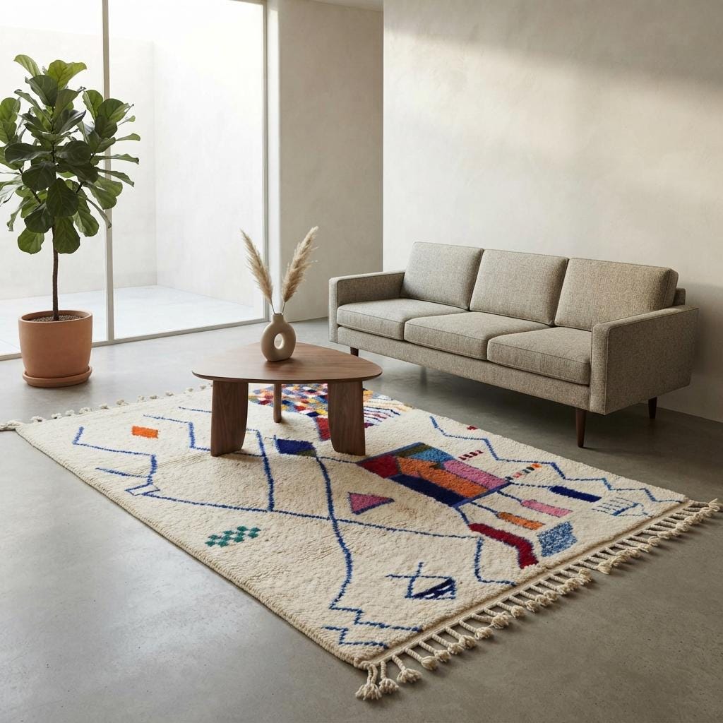 Authentic Beni Ourain Rug – Minimalist Boho Wool
