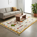 Hand-Knotted Wool  Carpet, Colorful Geometric Patterns, Bohemian Floor BerberArt