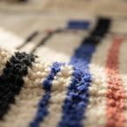 Hand-Knotted Moroccan Geometric Rug – Cream, Blue, Green, Red Berber Tribal Home Decor