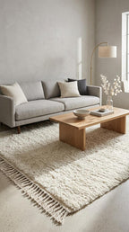 Moroccan Wool Rug, Cream  authentic Wool Beni Ourain Rug
