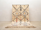 Hand-Knotted Wool Rug | Modern Moroccan Diamond Pattern, Cream Base