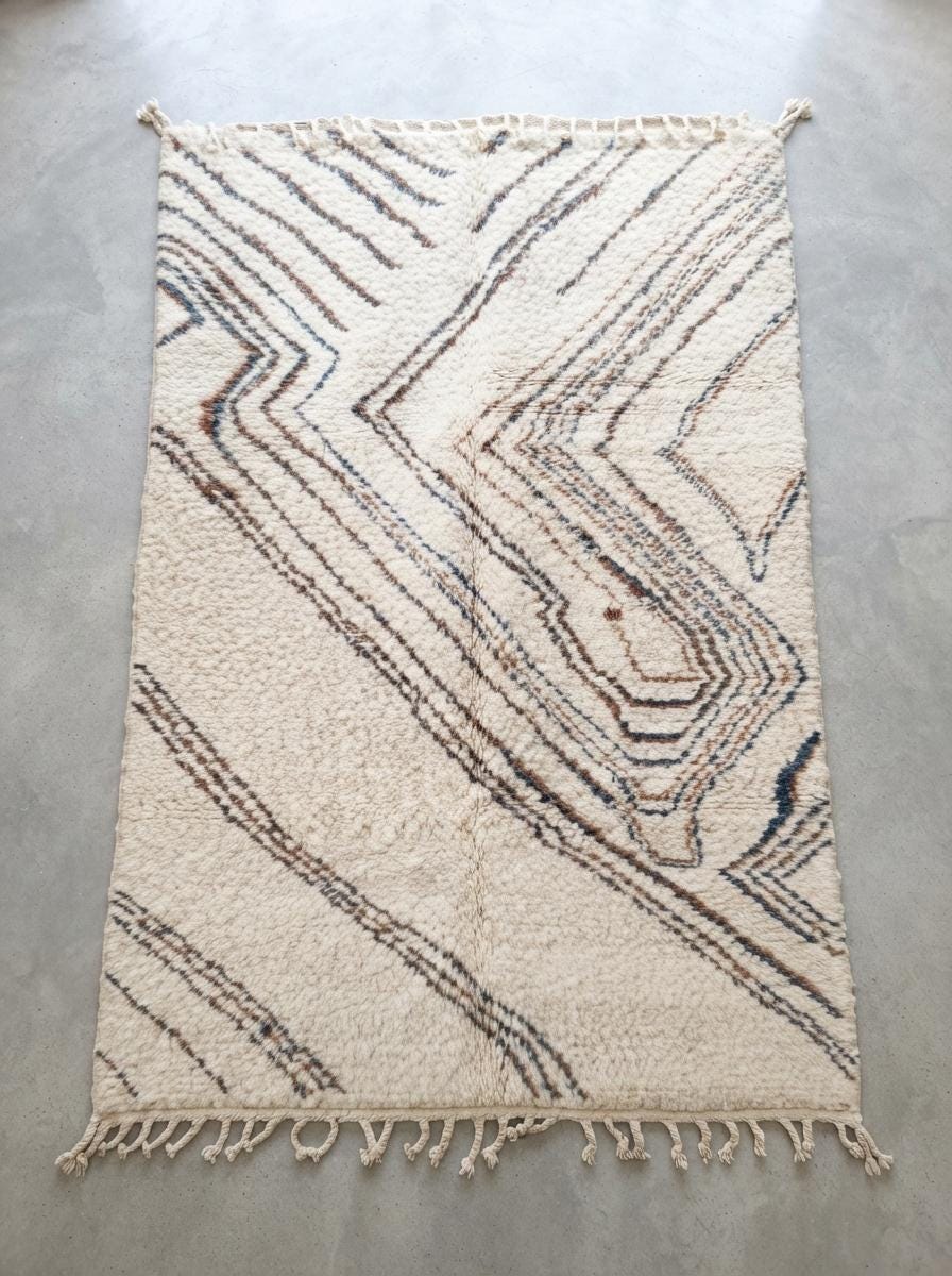 Hand-Woven Beni Ourain Moroccan Wool Rug – Authentic Area Carpet