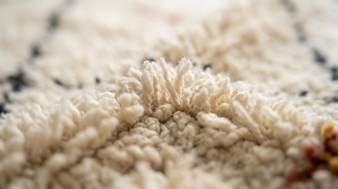 Hand-Knotted Wool Rug | Modern Moroccan Diamond Pattern, Cream Base