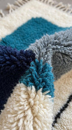 Morrocan Rug, Navy  Geometric Area Rug, Plush Hand-Tufted Boho Wool Rug