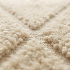 Minimalist Moroccan Berber Rug, Hand-Knotted Cream Wool Carpet, Beni Ourain Style Living Room